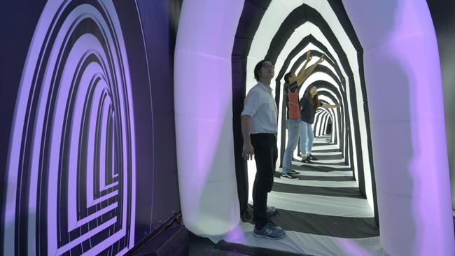 The Phobia Squared (P2) exhibit’s Squeeze Tunnel at the Singapore Science Centre.