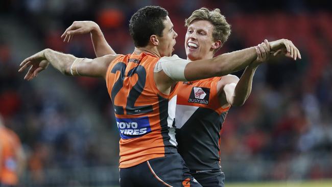 Can Giants Josh Kelly and Lachie Whitfield break free? Picture: Phil Hillyard