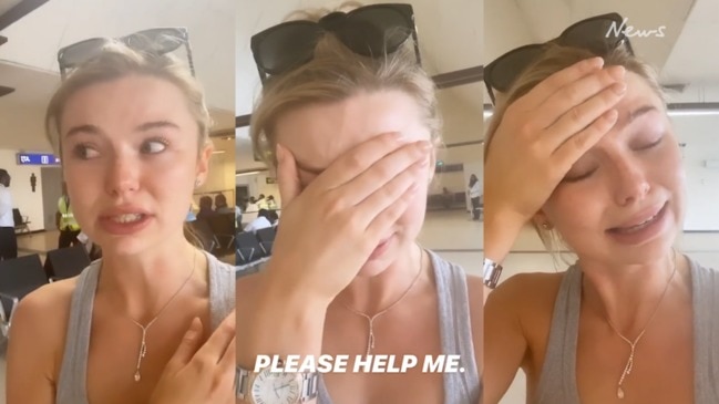 Georgia “Toff” Toffolo  breaks down in tears at airport after being detained