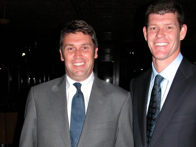 When they were buddies ... David Gyngell and James Packer at a party in 2003.