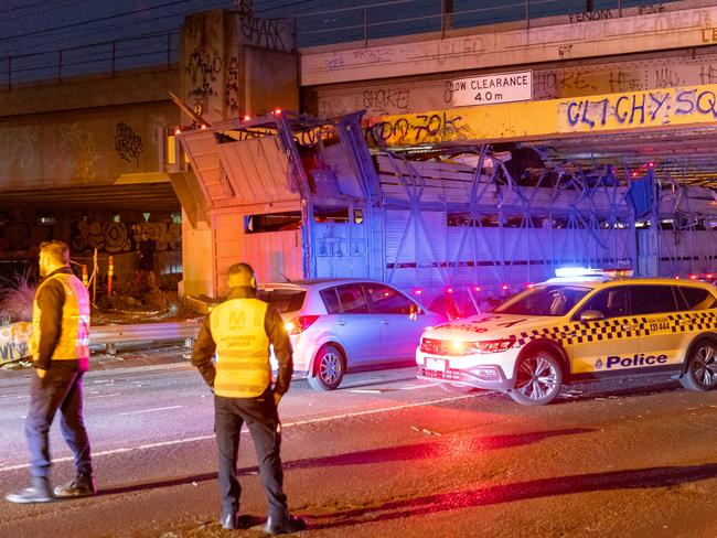 It is believed the driver drove down City Rd but missed the freeway turn-off at the Swan Street Bridge. Picture: Jake Nowakowski