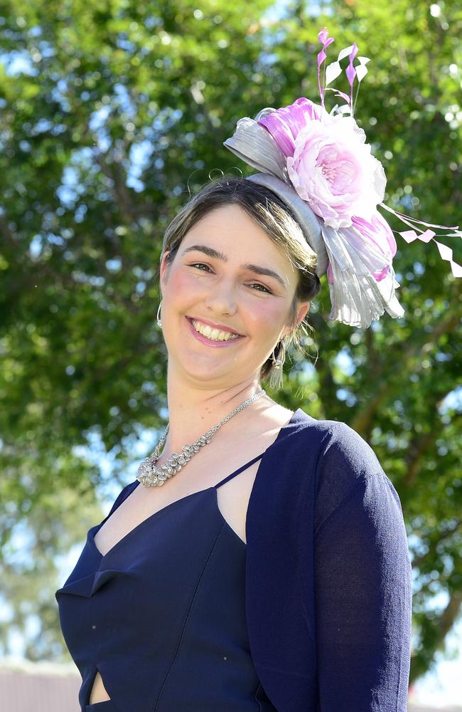 Stacey McIntosh all dressed up at Flemington Racecourse on Melbourne Cup Day 2014. Picture: Stephen Harman