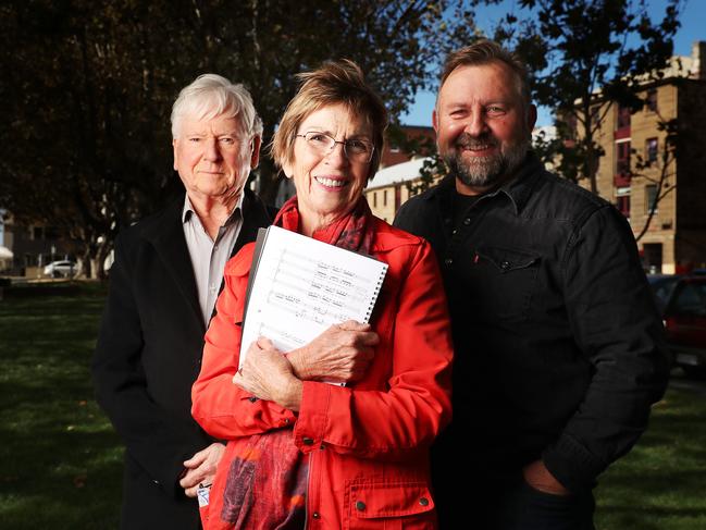 Tasmanian Composer Don Kay, choral curator Joan Wright and festival director Peter Choraziak announcing the performers in the 2021 Festival of Voices program. Picture: Nikki Davis-Jones
