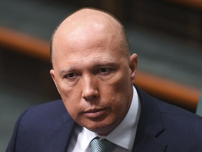 Former Australian Home Affairs Minister Peter Dutton is seen during a vote to adjourn the House of Representatives at Parliament House in Canberra, Thursday, August 23, 2018.  (AAP Image/Lukas Coch) NO ARCHIVING