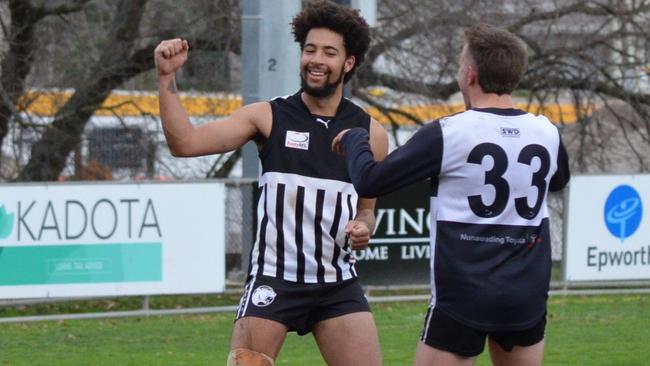 Surrey Park celebrated a second consecutive win over flag-fancy Silvan on Saturday. Picture: Surrey Park FC