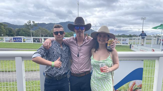 Josh Blain, Blake Fuller and Georgia Allport at Cairns Cup Carnival on Saturday. Picture: Andreas Nicola