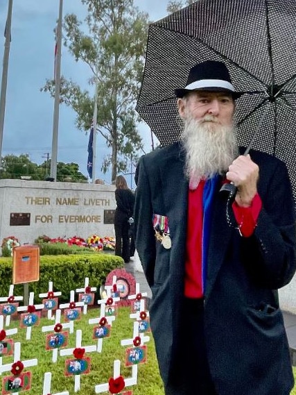 Logan historian Mic Noble on Anzac Day 2022. Picture: Natasha Emeck