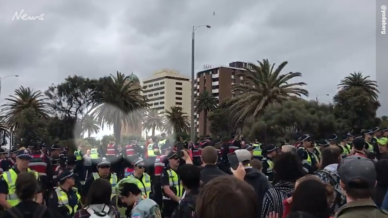 Video shared to social media shows right-wing protesters giving Nazi salutes at a 'patriots' rally in Melbourne.