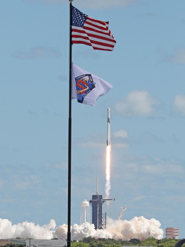 The SpaceX Falcon 9 rocket carrying the Crew5 Dragon spacecraft lifts off from the Kennedy Space Center in Florida on October 5, 2022. Picture: AFP