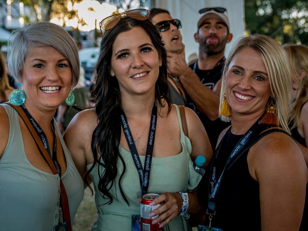 Kristy Jones, Kirsten Luhrs and Louisa Wilson at Electric Gardens at Serafino Winery in McLaren Vale.