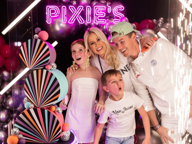 Jacenko with husband Oliver Curtis and their children Hunter and Pixie at a lavish birthday party.