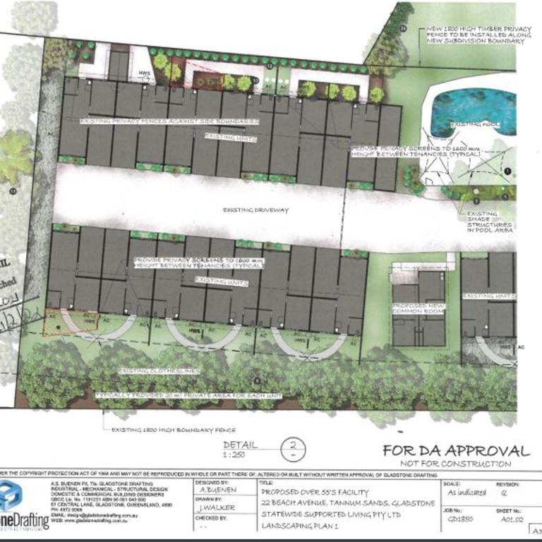 Existing facilities from the Palm Valley Motel will be utilised for the new retirement facilities. Picture: Designs submitted to Gladstone Regional Council for DA approval.