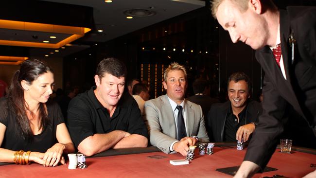  Charity poker tournament, Crown. Erica and James Packer play poker with Shane Warne and Joe Hachem 