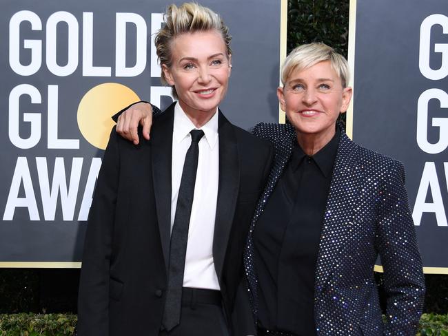 Ellen DeGeneres revealed the criticism she has faced has been difficult for Australian wife Portia De Rossi. Picture: AFP