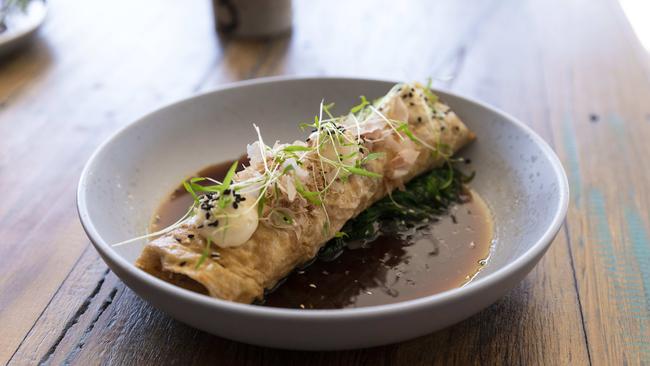 The bright and bold crab omelette at Deedot. Picture: Mark Cranitch.