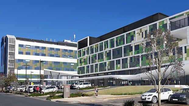 An artist’s impression of how the Wagga Health Service Redevelopment Stage Three would look like next to the hospital once complete in 2021. Picture: Murrumbidgee Local Health District.