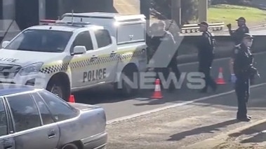 A police pursuit has ended in an arrest on the SE Freeway. Picture: 7NEWS