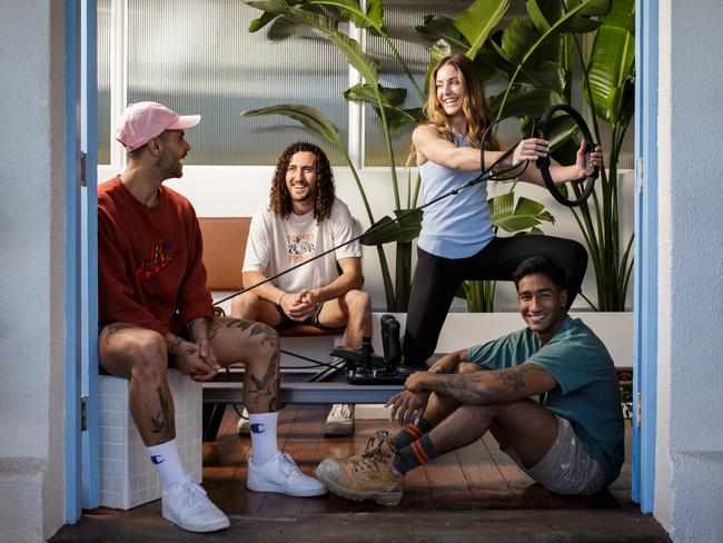 Lauren Sebastiani with Harrison Raphael, Dylan Auciello and Danny Cooray at Spring Studio in Stepney. Picture Matt Turner.