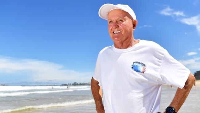 One of the Coast's most prolific property developers, Mal Pratt, at his beloved Maroochydore Beach. Picture: Patrick Woods