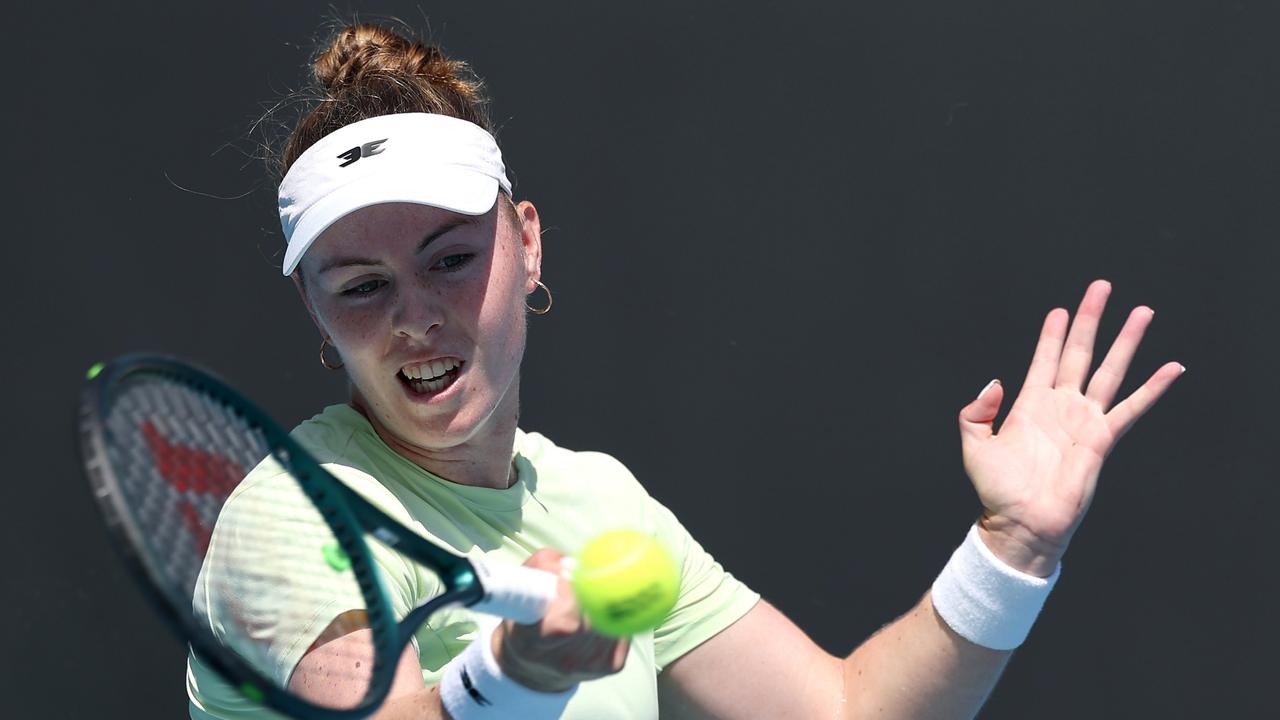 Aussie wildcard Talia Gibson scored a milestone Australian Open win. Picture: Cameron Spencer / Getty Images