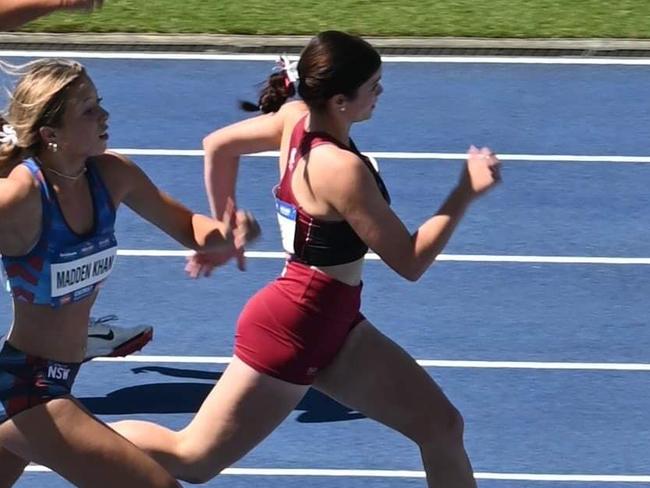 Mikayla Webb streams away from her competition in heat three of the women's under 17 100m, booking her spot in the final later that afternoon. Picture: Mackay Athletics