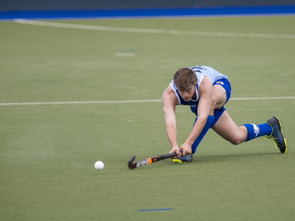 Toowoomba 2 player Tom Burge against Fraser Coast in Hockey Queensland Championships at Clyde Park, Sunday, May 2, 2021. Picture: Kevin Farmer
