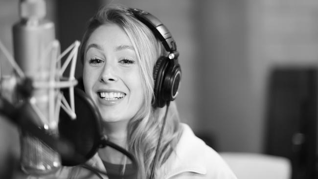 Tassie singer/songwriter Taylah Evans in the recording studio. Picture: Sophia Bender Films