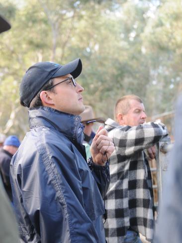 Ciaran O’Gorman from Auctionsplus at the Myrtleford cattle sale. Picture: Fiona Myers