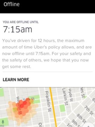 Drivers will be alerted when they can start their shift again. Picture: Supplied/Uber