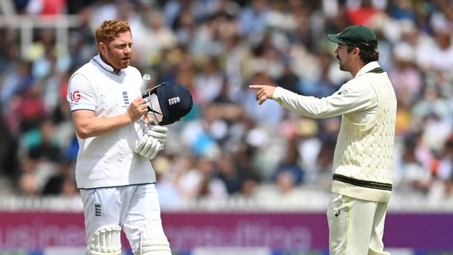 Bairstow doesn’t really want to hear what Travis Head has to say. Picture: Gareth Copley/Getty Images