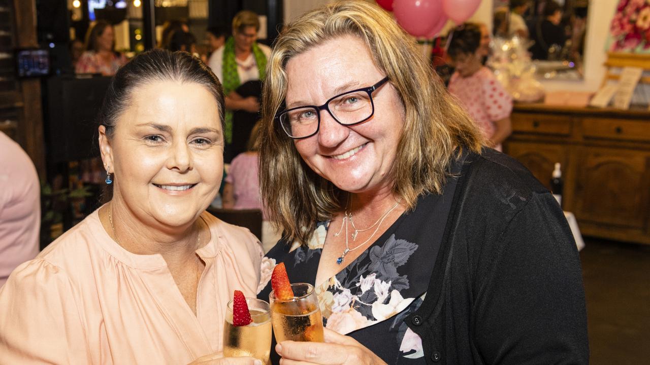 Bobbie Black (left) and Kim Murray at the ladies cocktail night fundraiser for Protea Place at the Royal Hotel, Friday, April 29, 2022. Picture: Kevin Farmer