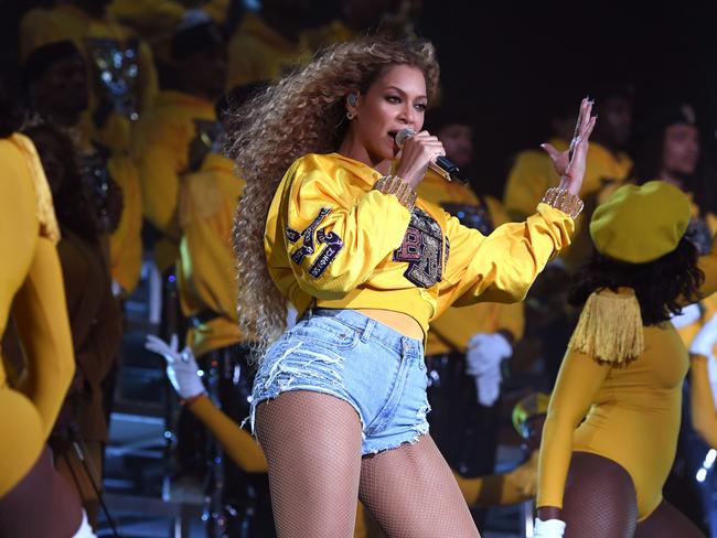 Her husband, rapper Jay Z, joined her onstage. Picture: Getty Images