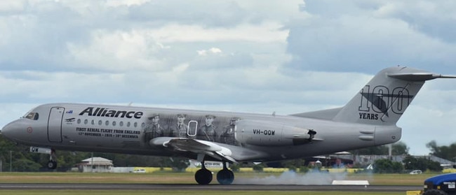 Alliance Airlines landing on runway 14 at Bundaberg Airport earlier this year. Photo: Dan Beck.