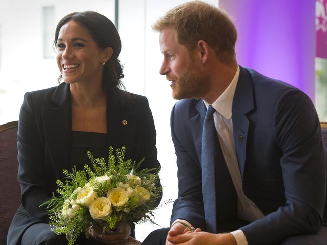 The Duke and Duchess of Sussex worked well as a team to cheer kids up. Picture: MEGA