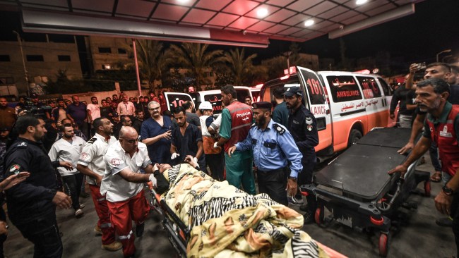 More than 500 Palestinians are dead and hundreds more injured after an airstrike targeted a hospital in Gaza. Picture: Abed Zagout/Anadolu via Getty Images