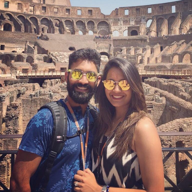 Indian cricketer Dinesh Karthik with his wife Dipika Pallikal. Picture: Instagram