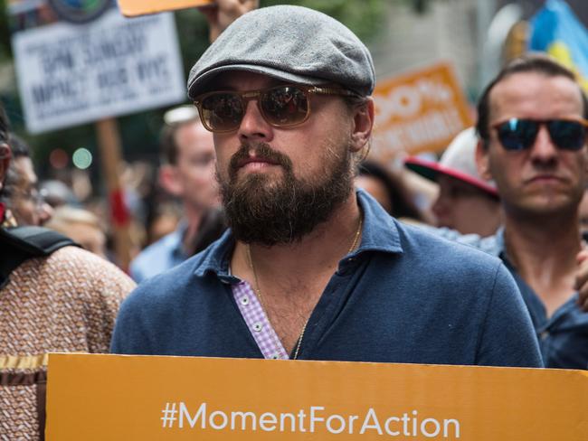 Joining the fight ... DiCaprio participates in the People's Climate March in New York City. Picture: Andrew Burton/Getty Images/AFP