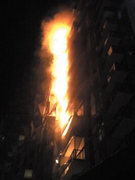 The Lacrosse tower fire in Melbourne’s Docklands.