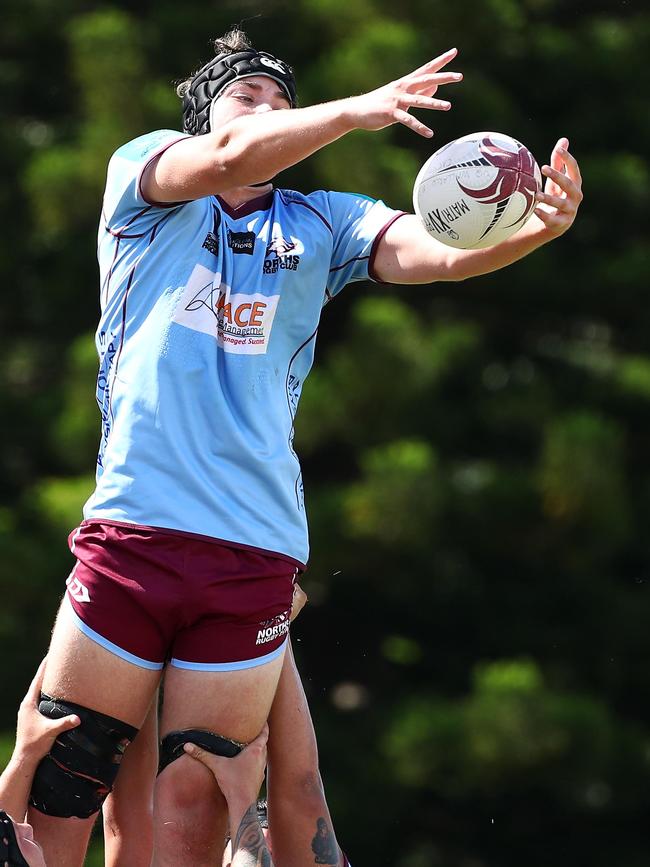 Action from the Colts 1 Club rugby union game between University of Queensland and Norths. Picture: Tertius Pickard