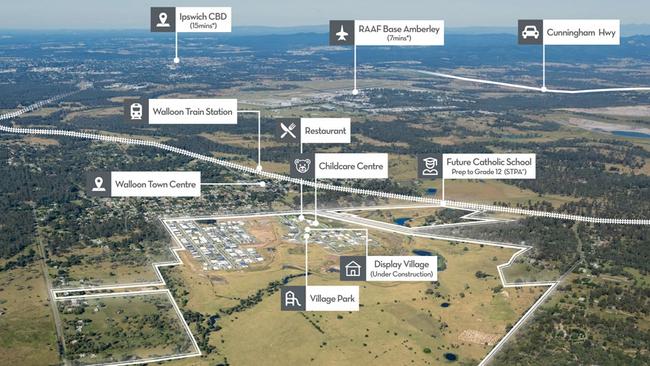 The 177-hectare Waterlea estate in Walloon already has a childcare centre and dining precinct, with a Catholic school and 30 hectares of open green space also proposed for the site. Picture: Supplied