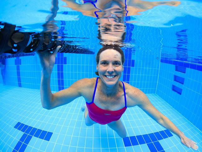 Formers superstar swimmer Susie OÃ¢â¬â¢Neill gets some laps at Centenary Aquatic Centre before the Masters World Championships in Fukuoka, Japan. Pics Adam Head