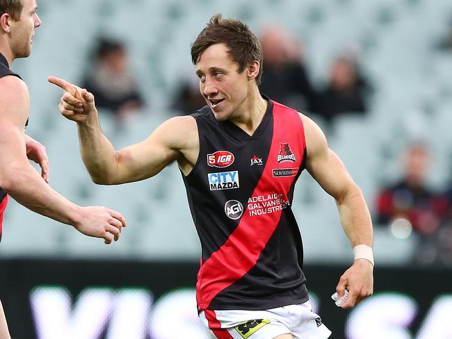 West Adelaide’s Kaine Stevens is your typical goalkicking midfielder. Picture: Sarah Reed