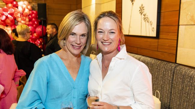 Vanessa Wall (left) and Katrina Makim at Fitzy's Colour of Change luncheon raising funds for local breast cancer support, Thursday, May 26, 2022. Picture: Kevin Farmer