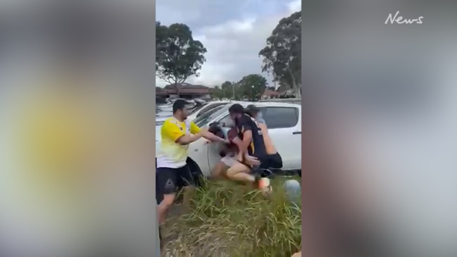 Wild football brawl erupts in Sydney's west