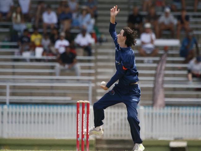 Manly’s Harry Kershler bowled a quality spell. Picture: Warren Gannon Photography