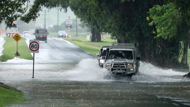 4x4s were spotted crossing the Mossman river at Foxton bridge as the water recedes after TC Jasper. Picture: Liam Kidston