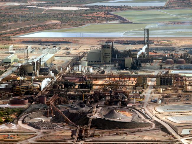 Aerial view of the BHP mine Olympic Dam at Roxby Downs, South Australia.