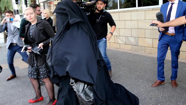 A woman leaves Parramatta children's court. Picture: John Grainger