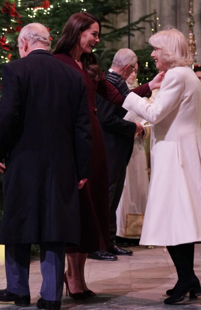 Princess of Wales and Camilla, Queen Consort are seen during the 'Together at Christmas' Carol Service. Picture: Yui Mok/Pool/Getty Images.