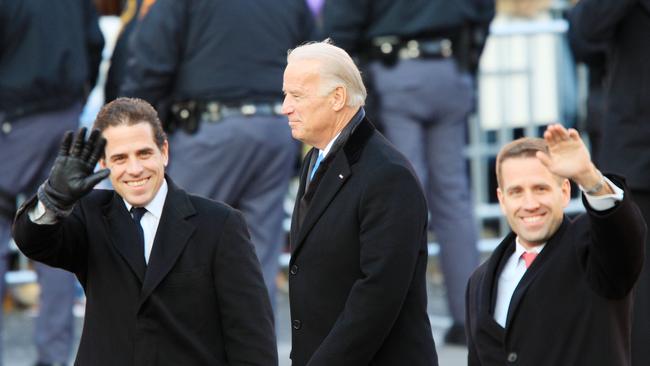 Joe Biden and sons Hunter and Beau. Picture: AFP